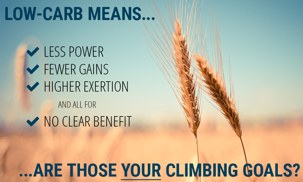 A low-carb diet offers no benefit to climbers.